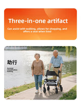 ‌440lbs Heavy-Duty Senior Mobility Rollator Walkers Foldable Sit /Push Walker /Shopping Basket&Adjustable Handles‌ Shopping Cart