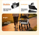 ‌440lbs Heavy-Duty Senior Mobility Rollator Walkers Foldable Sit /Push Walker /Shopping Basket&Adjustable Handles‌ Shopping Cart
