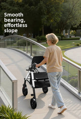 ‌440lbs Heavy-Duty Senior Mobility Rollator Walkers Foldable Sit /Push Walker /Shopping Basket&Adjustable Handles‌ Shopping Cart