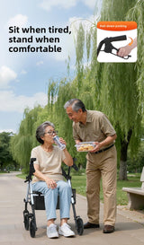 ‌440lbs Heavy-Duty Senior Mobility Rollator Walkers Foldable Sit /Push Walker /Shopping Basket&Adjustable Handles‌ Shopping Cart