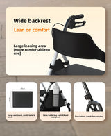 ‌440lbs Heavy-Duty Senior Mobility Rollator Walkers Foldable Sit /Push Walker /Shopping Basket&Adjustable Handles‌ Shopping Cart