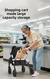 ‌440lbs Heavy-Duty Senior Mobility Rollator Walkers Foldable Sit /Push Walker /Shopping Basket&Adjustable Handles‌ Shopping Cart