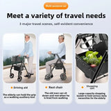Folding Rollator Walkers for Seniors & Aluminum 4 Wheel Adult Walker Mobility Walkers Walking Stick with Seat Transport Chairs
