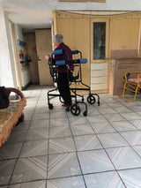 Upgrade Eight Wheeled Rollator Walker with Handbrake, Lower Limb Rehabilitation Training Standing Stands Walkers for The Elderly