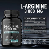 L-Arginine Capsules Supplement - for Energy, Strength and Endurance Support During Exercise | Muscle Mass, Non-Gmo