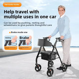 Folding Rollator Walkers for Seniors & Aluminum 4 Wheel Adult Walker Mobility Walkers Walking Stick with Seat Transport Chairs