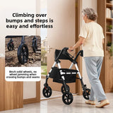 ‌440lbs Heavy-Duty Senior Mobility Rollator Walkers Foldable Sit /Push Walker /Shopping Basket&Adjustable Handles‌ Shopping Cart