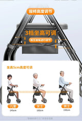 Folding Rollator Walkers for Seniors & Aluminum 4 Wheel Adult Walker Mobility Walkers Walking Stick with Seat Transport Chairs