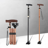 Aluminium Elbow Crutches Folding Cane with Led Light Adjustable Hiking Walking Cane Stick for Elderly with Cushion T Handle