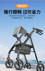 Folding Rollator Walkers for Seniors & Aluminum 4 Wheel Adult Walker Mobility Walkers Walking Stick with Seat Transport Chairs