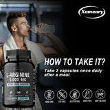L-Arginine Capsules Supplement - for Energy, Strength and Endurance Support During Exercise | Muscle Mass, Non-Gmo