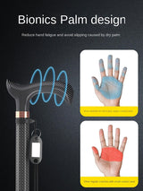 Carbon Fiber Trekking Poles for Hiking And Walking Anti-Slip Elderly Walking Sticks with Supportive Cylindrical Handle