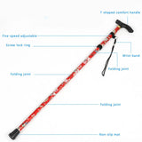 Walking Sticks For Elderly Women Men Lightweight Foldable Telescopic 93cm Adjustable Folding Floral Metal Cane Climbing Hiking