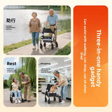 ‌440lbs Heavy-Duty Senior Mobility Rollator Walkers Foldable Sit /Push Walker /Shopping Basket&Adjustable Handles‌ Shopping Cart
