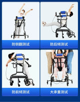 Upgrade Eight Wheeled Rollator Walker with Handbrake, Lower Limb Rehabilitation Training Standing Stands Walkers for The Elderly