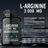 L-Arginine Capsules Supplement - for Energy, Strength and Endurance Support During Exercise | Muscle Mass, Non-Gmo