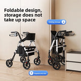 ‌440lbs Heavy-Duty Senior Mobility Rollator Walkers Foldable Sit /Push Walker /Shopping Basket&Adjustable Handles‌ Shopping Cart
