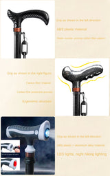 Carbon Fiber Trekking Poles for Hiking And Walking Anti-Slip Elderly Walking Sticks with Supportive Cylindrical Handle