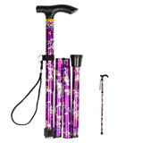 Walking Sticks For Elderly Women Men Lightweight Foldable Telescopic 93cm Adjustable Folding Floral Metal Cane Climbing Hiking