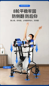 Upgrade Eight Wheeled Rollator Walker with Handbrake, Lower Limb Rehabilitation Training Standing Stands Walkers for The Elderly