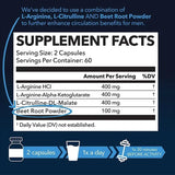 L-Arginine - Nitric Oxide Supplements - Boost Endurance & Strength, Promote Muscle Growth, Improve Performance