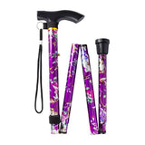 Walking Sticks For Elderly Women Men Lightweight Foldable Telescopic 93cm Adjustable Folding Floral Metal Cane Climbing Hiking