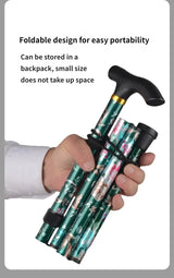 Hiking Camping Mountaineering Poles Printing Walking Stick Telescopic Baton Trekking Poles Folding Cane Crutches Pole Unisex