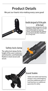 Carbon Fiber Trekking Poles for Hiking And Walking Anti-Slip Elderly Walking Sticks with Supportive Cylindrical Handle