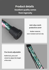 Hiking Camping Mountaineering Poles Printing Walking Stick Telescopic Baton Trekking Poles Folding Cane Crutches Pole Unisex